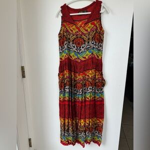 Bila Vibrant Red and Blue Maxi Dress